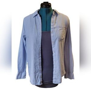 Lola River Taylor Button Down Shirt Lightweight Medium Light‎ Blue Long Sleeves